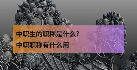 中职生的职称是什么?中职职称有什么用