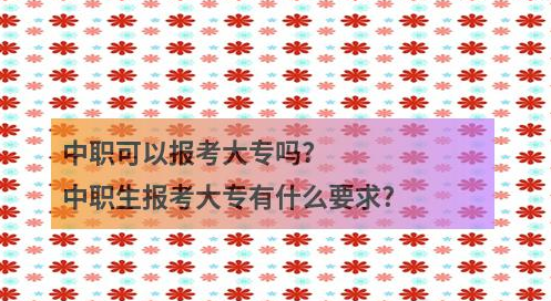 中职可以报考大专吗?中职生报考大专有什么要求?